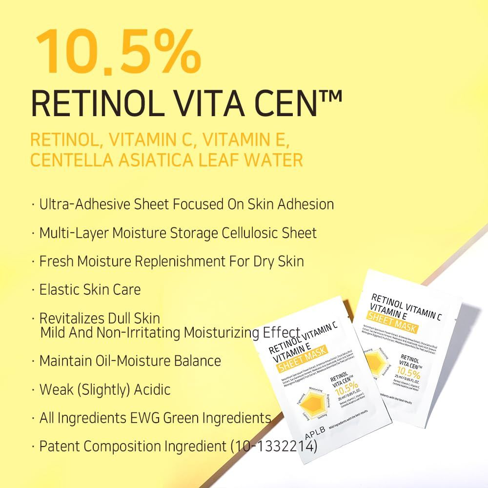 APLB - Mascarilla Facial Retinol Vitamin C Vitamin E Sheet Mask