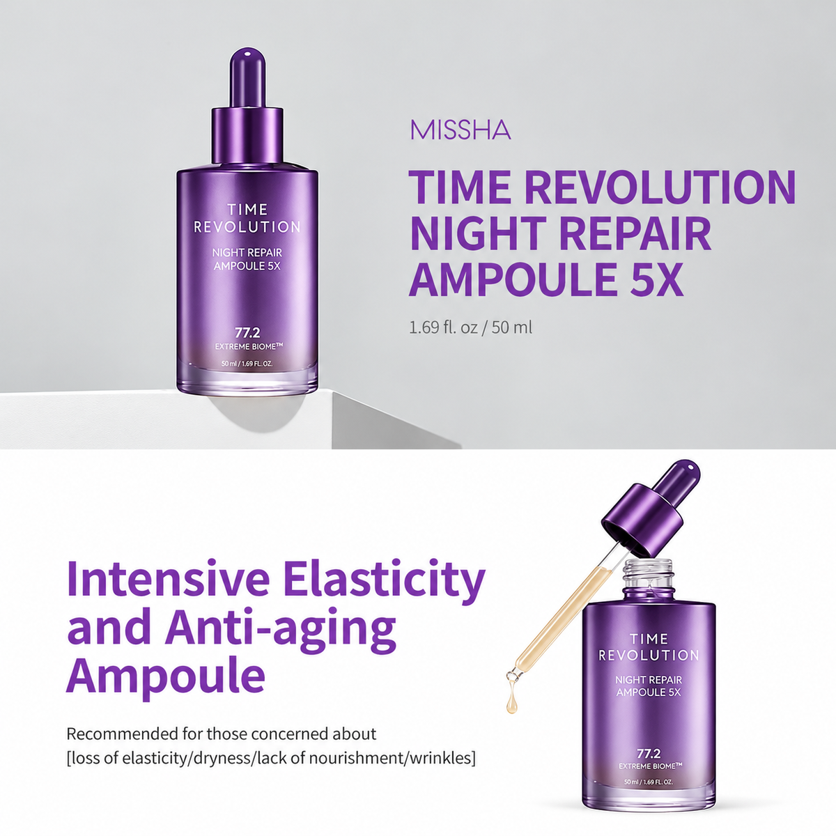 MISSHA - Time Revolution Night Repair Ampoule 5X | Ampolla reparadora 50 ml