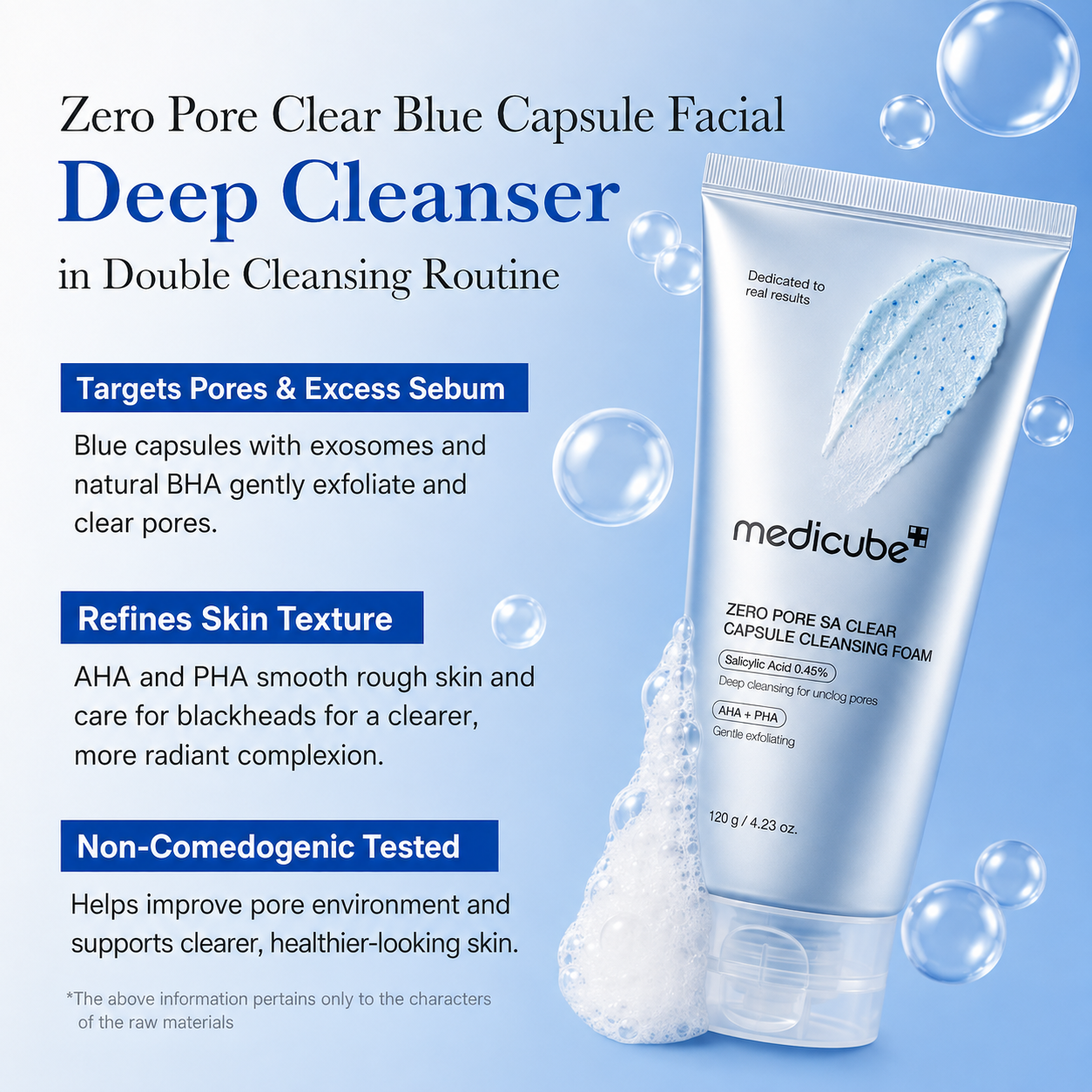medicube - Zero Pore SA Clear Capsule Cleansing Foam | Espuma limpiadora 120 g