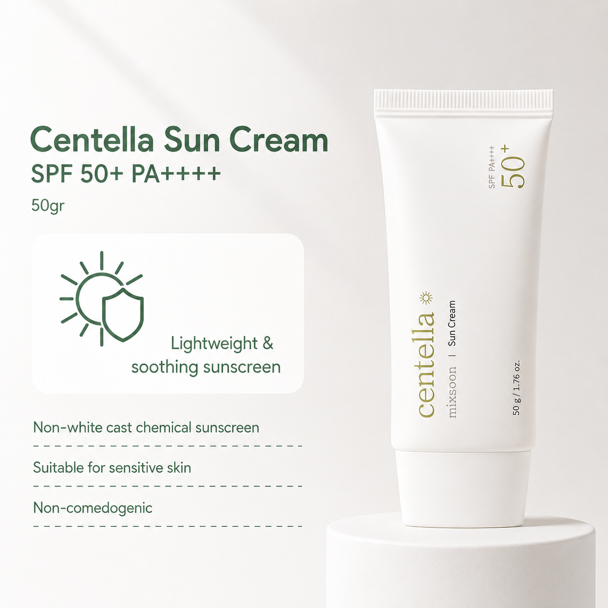 mixsoon - Centella Sun Cream | Bloqueador solar 50 g