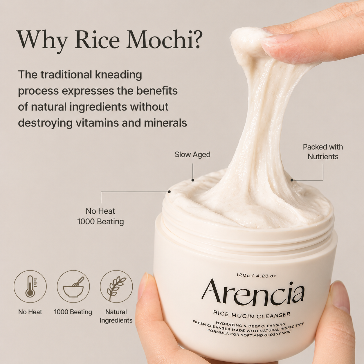 Arencia - Rice Mucin Cleanser 120g | Limpiador Facial de Mucina de Arroz