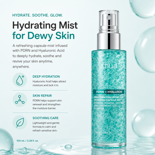 Anua - PDRN Hyaluronic Acid Hydrating Capsule Mist 100ml | Mist Hidratante con Pdrn