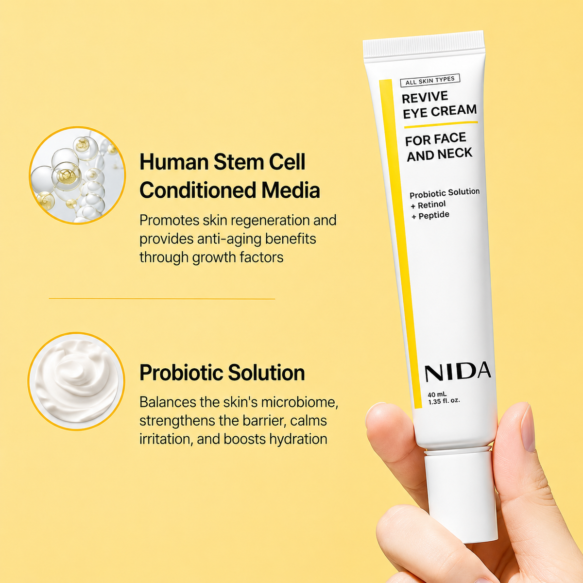 NIDA - Revive Eye Cream For Face And Neck | Crema de ojos, cara y cuello 40 ml
