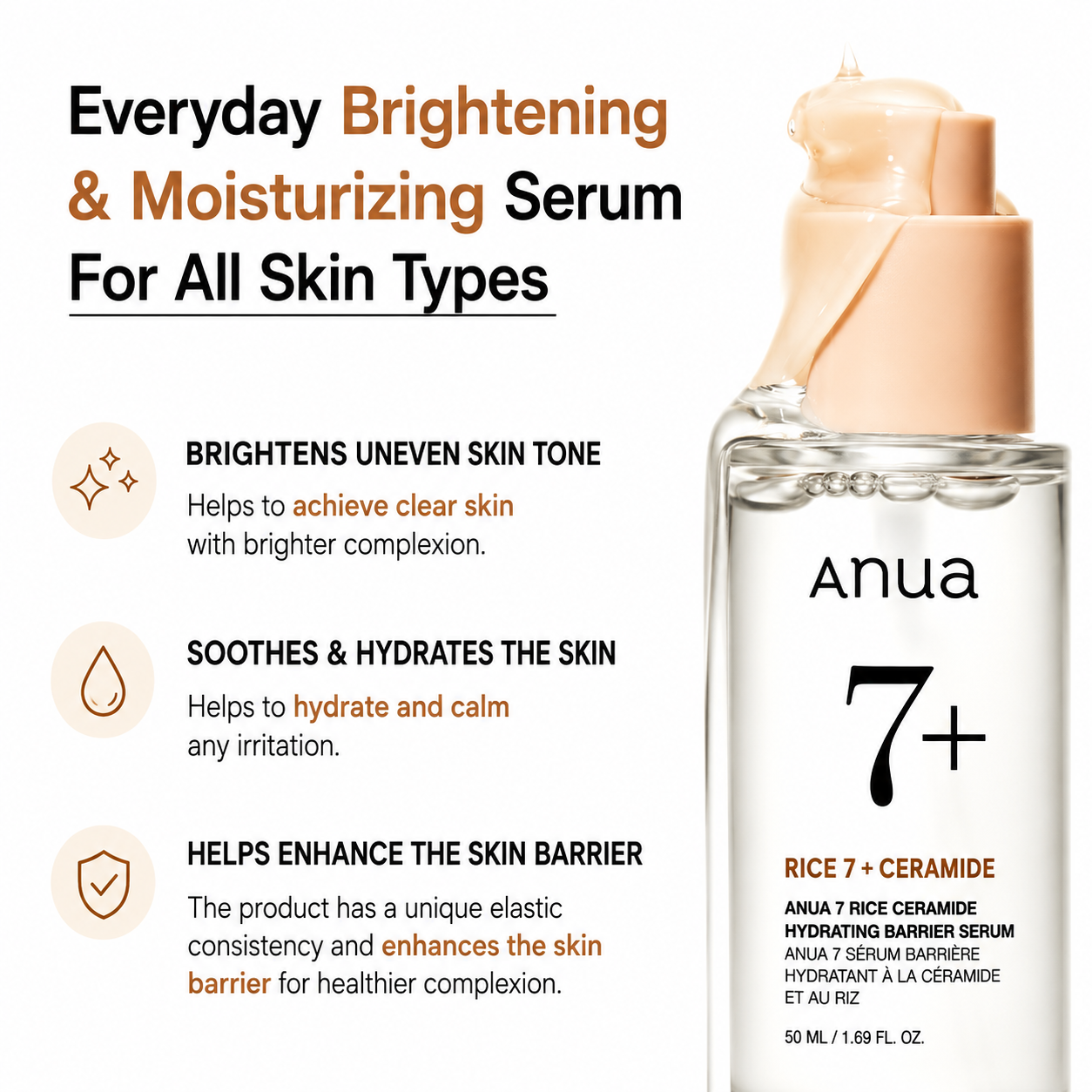 Anua - 7 Rice Ceramide Hydrating Barrier Serum | Sérum 50 ml
