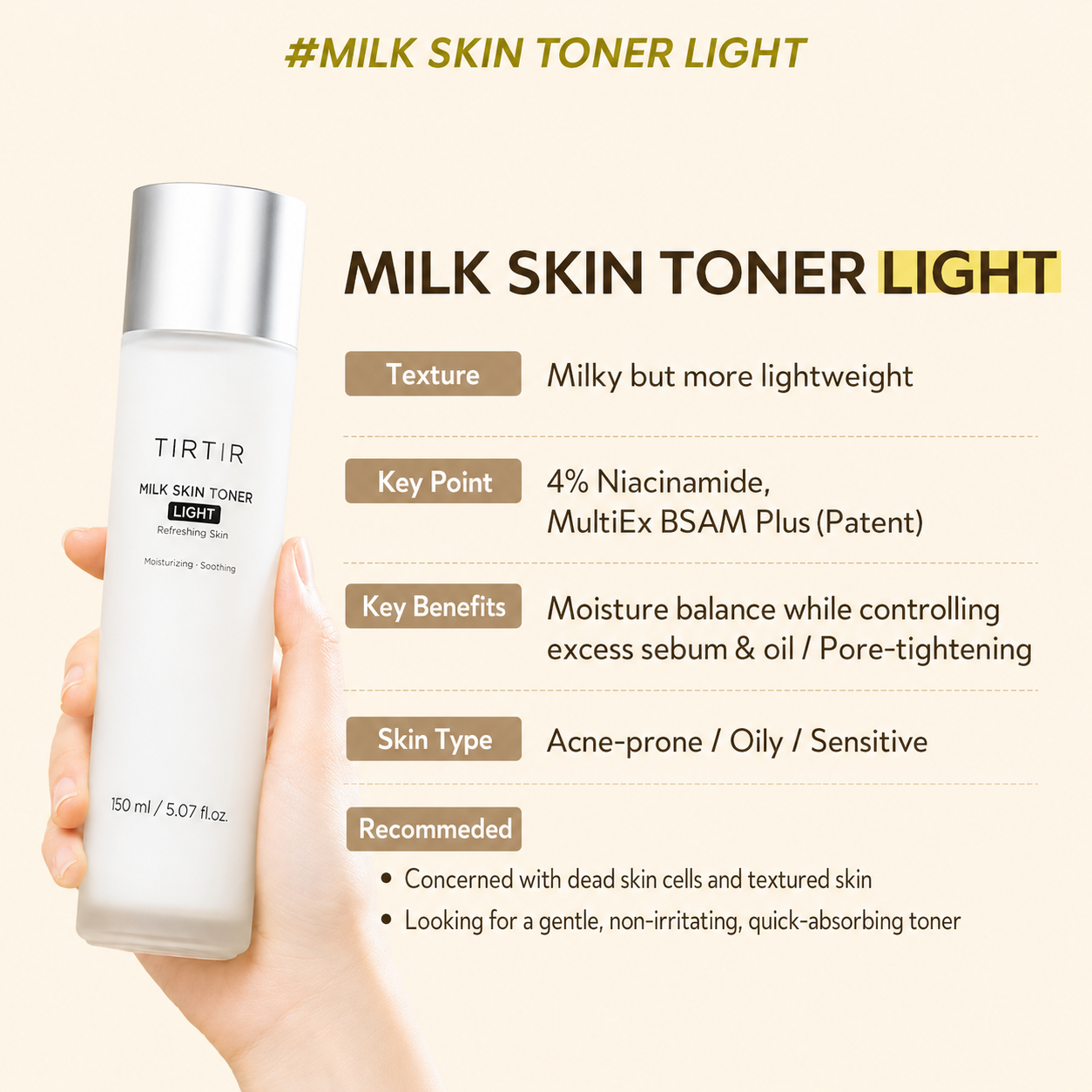TIRTIR - Milk Skin Toner | Tónico 150 ml