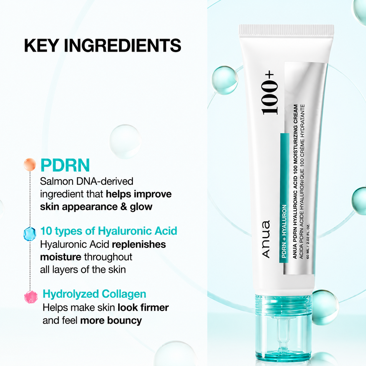 Anua - PDRN Hyaluronic Acid 100 Moisturizing Cream Mini | Crema Facial 10 ml