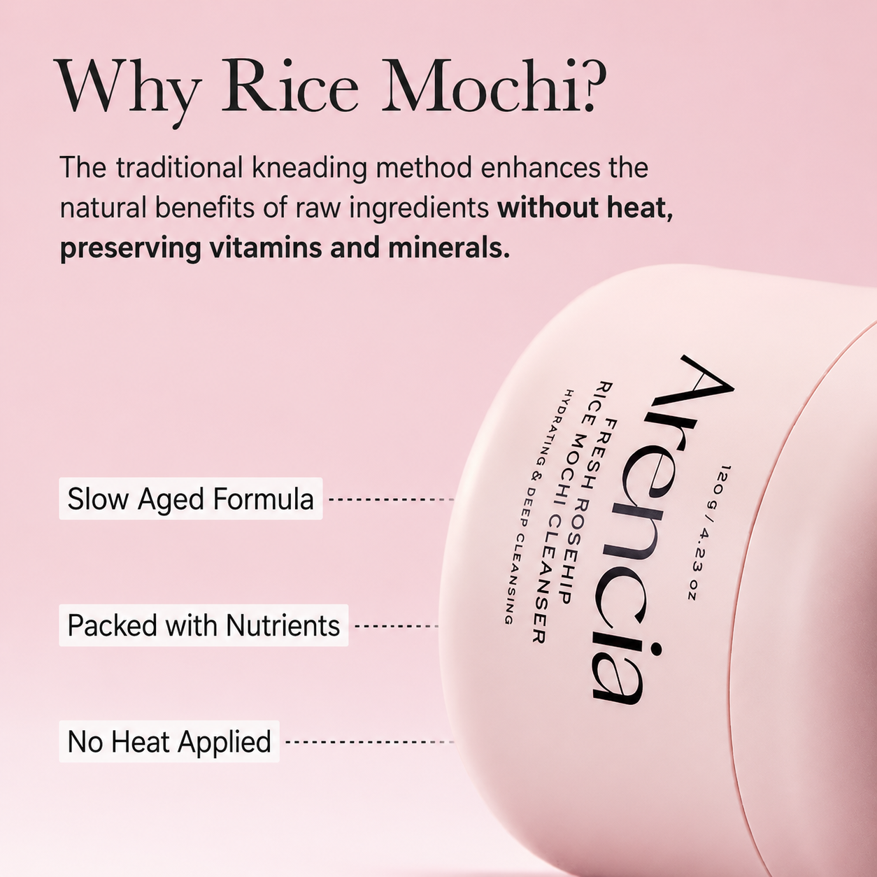 Arencia - Fresh Rosehip Rice Mochi Cleanser | Limpiador Facial 120 g