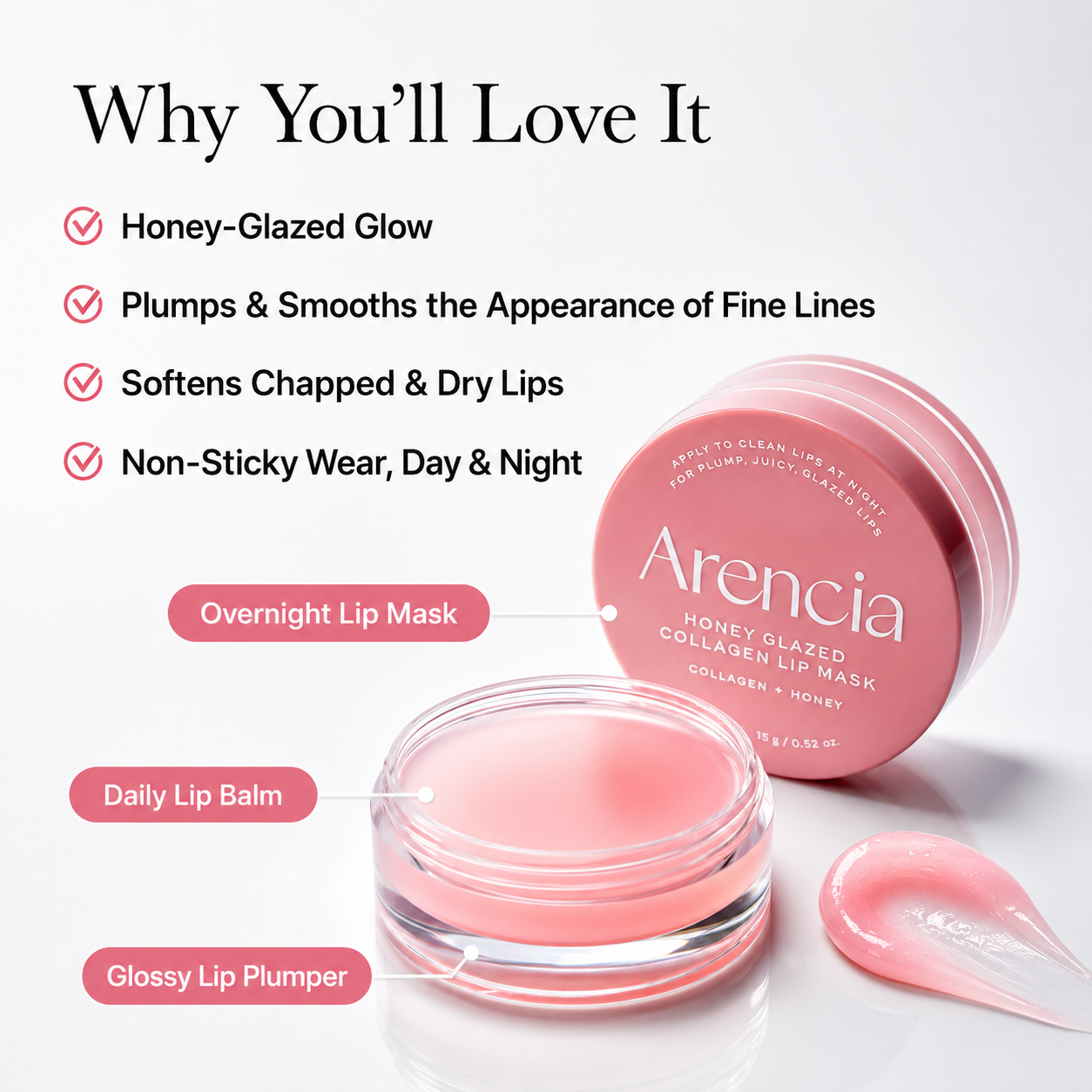 Arencia - Honey Glazed Collagen Lip Mask | Mascarilla para labios 15 g