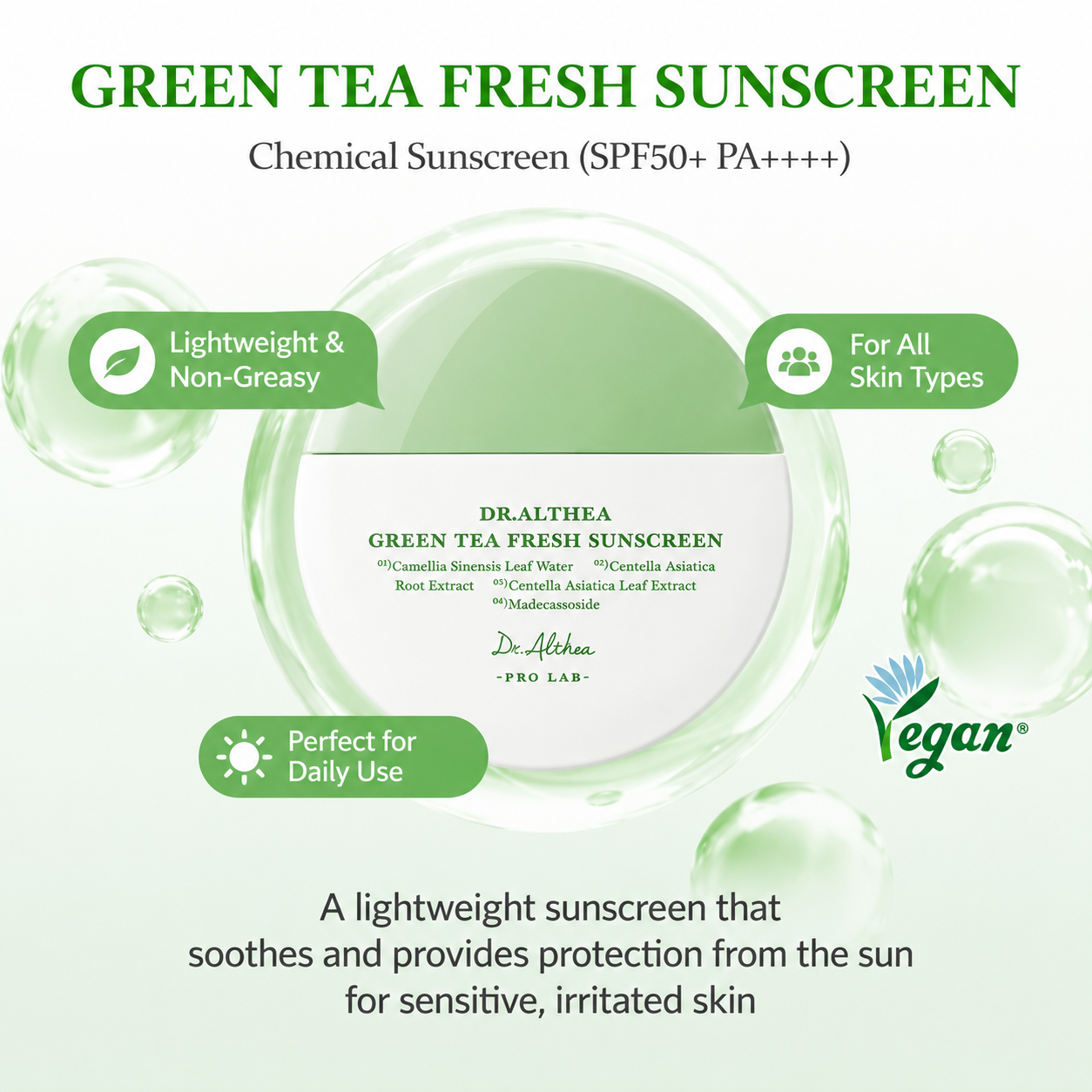Dr. Althea - Green Tea Fresh Sunscreen | Bloqueador solar 45 ml