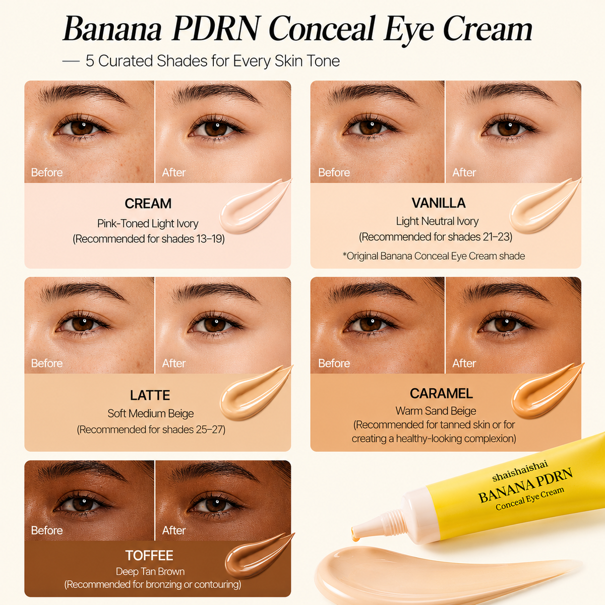 shaishaishai - BANANA PDRN Conceal Eye Cream | Crema para ojos