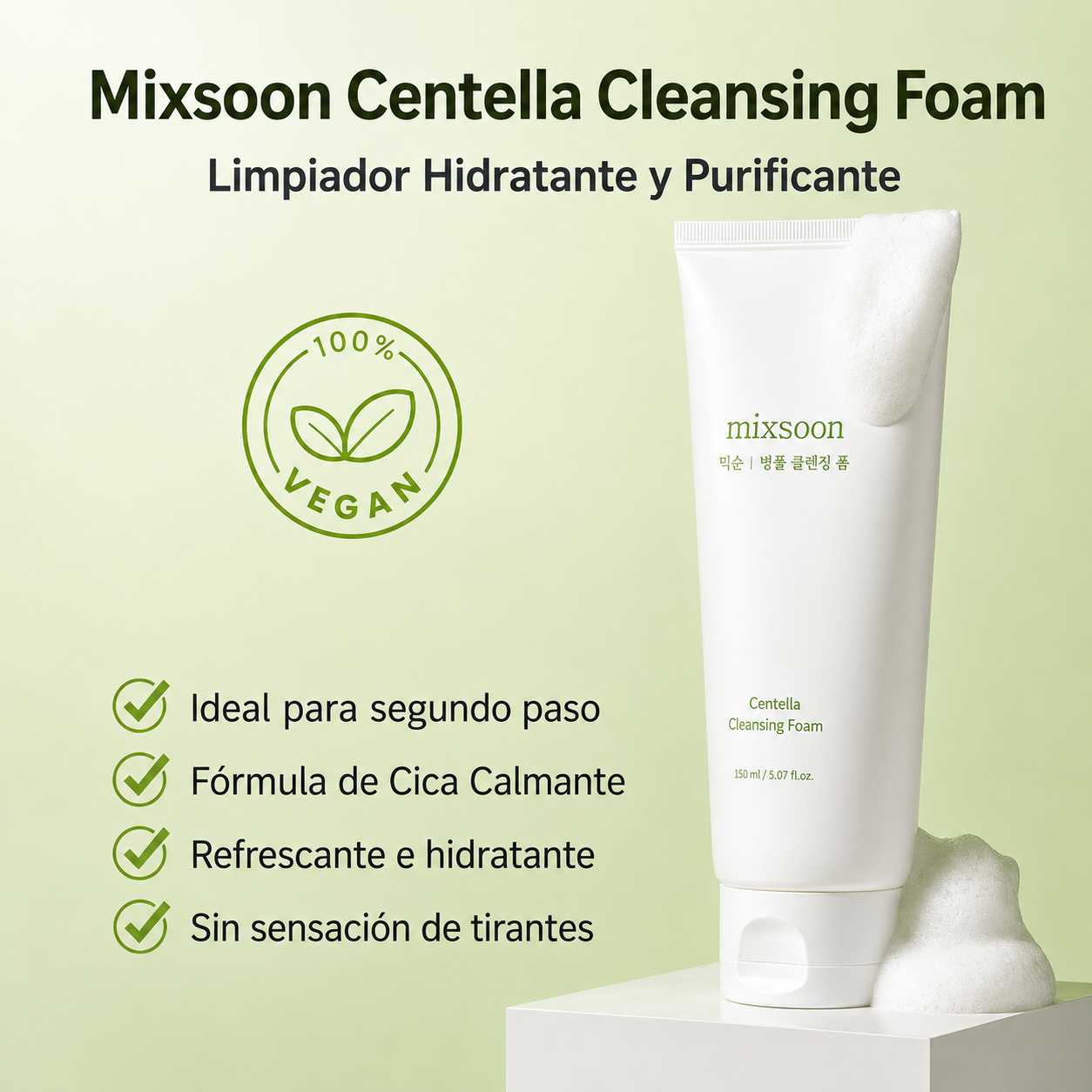 mixsoon - Centella Cleansing Foam | Espuma limpiadora 150 ml