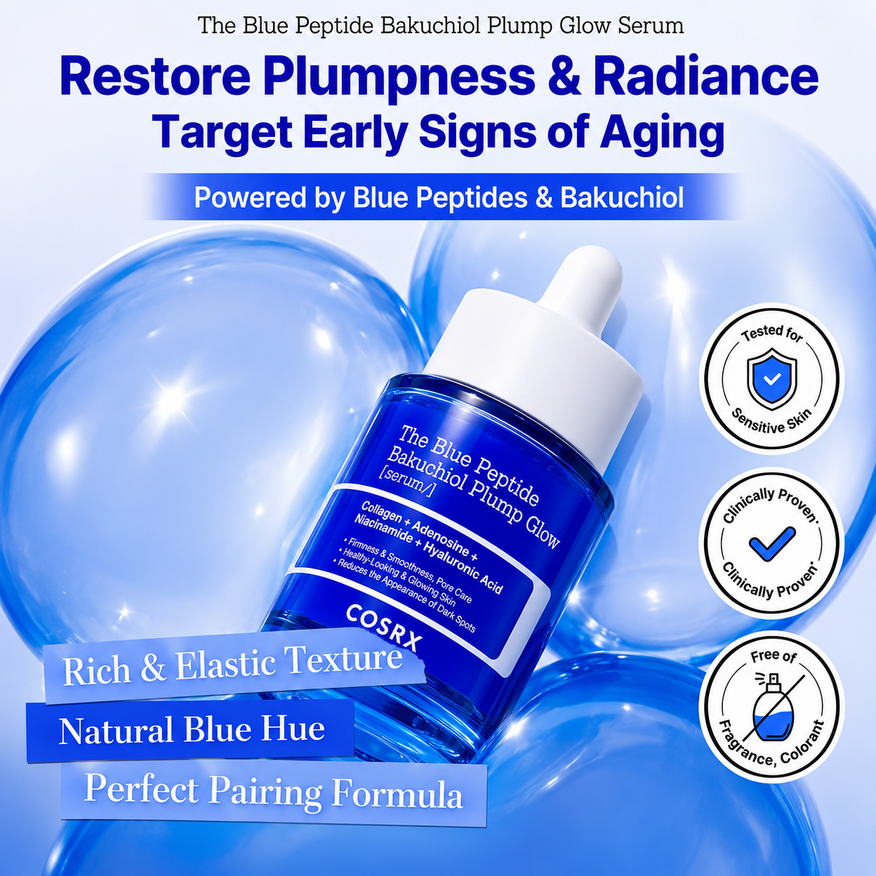 COSRX - The Blue Peptide Bakuchiol Plump Glow Serum | Sérum Rejuvenecedor 50 ml