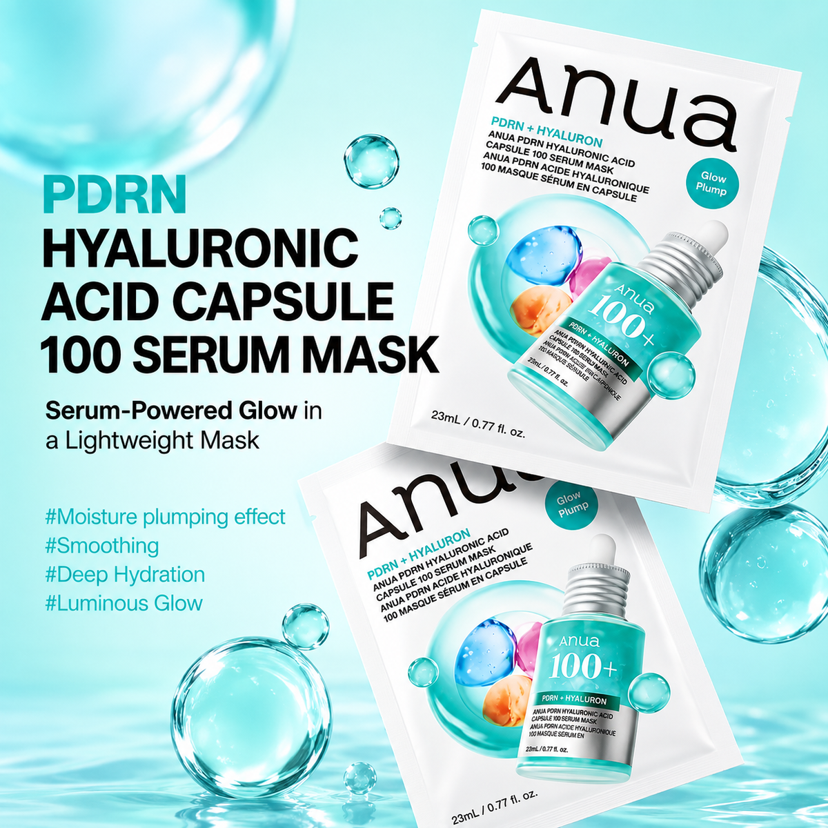 Anua - PDRN Hyaluronic Acid Capsule 100 Serum Mask | Mascarilla facial 1 pieza