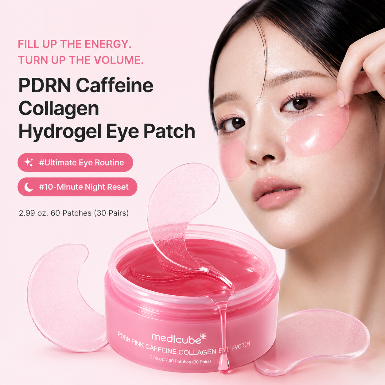 medicube - PDRN Pink Caffeine Collagen Eye Patch | 60 parches