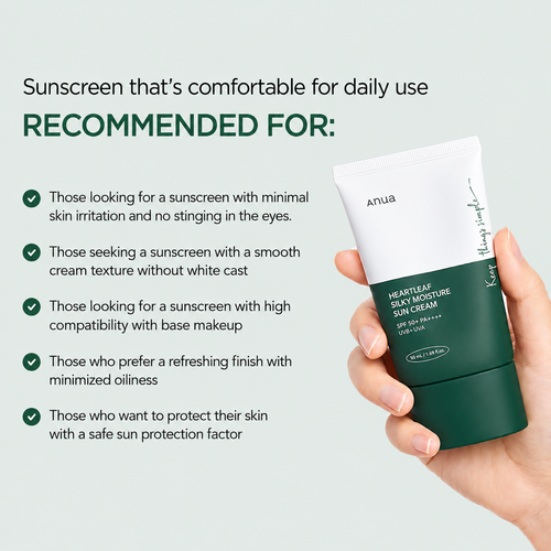 Anua - Heartleaf Silky Moisture Sun Cream | Protector solar 50 ml