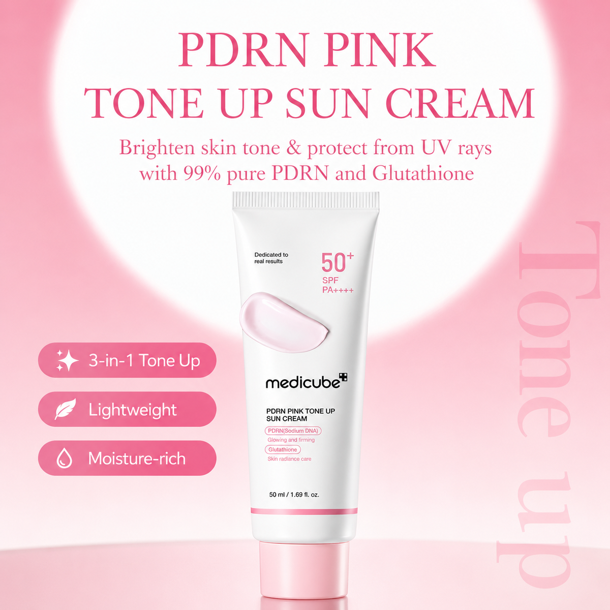 medicube - PDRN Pink Tone Up Sun Cream | Protector solar 50 ml